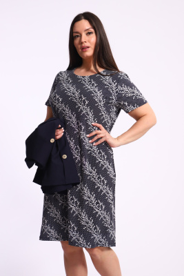 Костюм с платьем 31883 синий