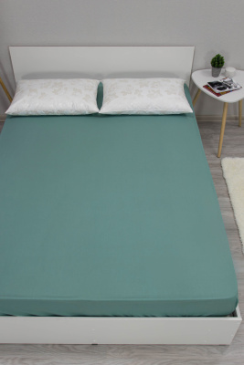 Простыня на резинке аквамарин 180х200  бязь 120гр/м Текстильная коллекция аквамарин